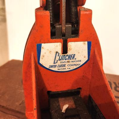 Lot #25 CLINCHER Commercial Stapling Machine - Works - big box of staples