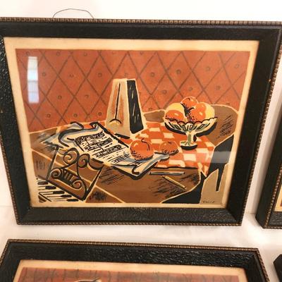 Lot #29 Set of 4 MCM Mid Century Art Prints - Musical Theme