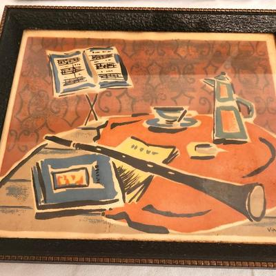 Lot #29 Set of 4 MCM Mid Century Art Prints - Musical Theme