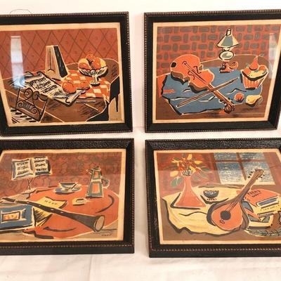 Lot #29 Set of 4 MCM Mid Century Art Prints - Musical Theme