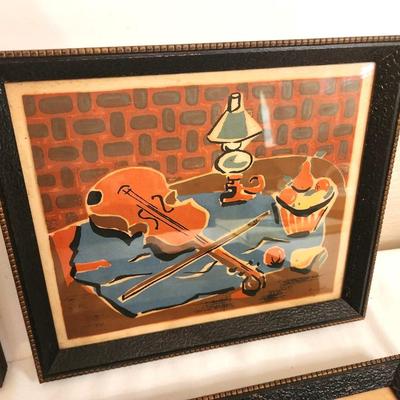 Lot #29 Set of 4 MCM Mid Century Art Prints - Musical Theme