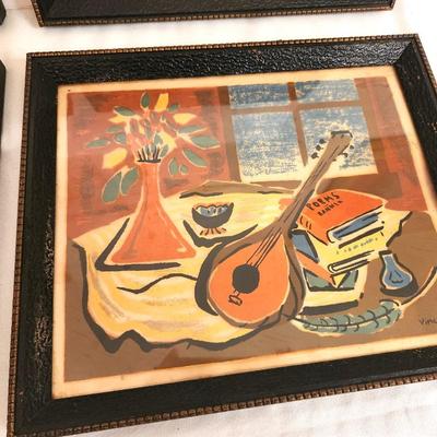 Lot #29 Set of 4 MCM Mid Century Art Prints - Musical Theme