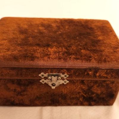 Lot #30 Antique Velveteen Sewing Box w/Notions