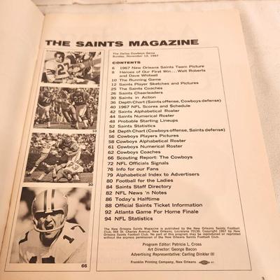 Lot #31 First year (1967) New Orleans Saints Football Program - Saints vs. Cowboys - Tulane Stadium