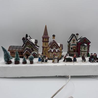 Vintage Lighted Christmas Village - Complete & Tested