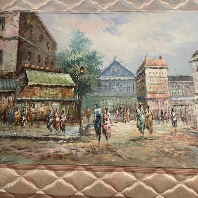 Sale Photo Thumbnail #54: This art piece is signed by artist but name can not be made out. Measures approx. 36" x 24" Please see photos for more details.