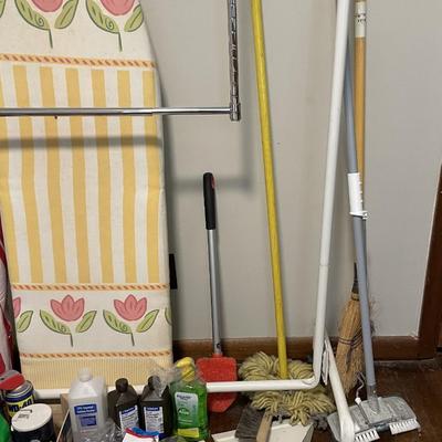 Sale Photo Thumbnail #105: Ironing board, cleaning supplies, toilet seat riser (in white bag), Kneeling pad, and more. Please see photos for more details.