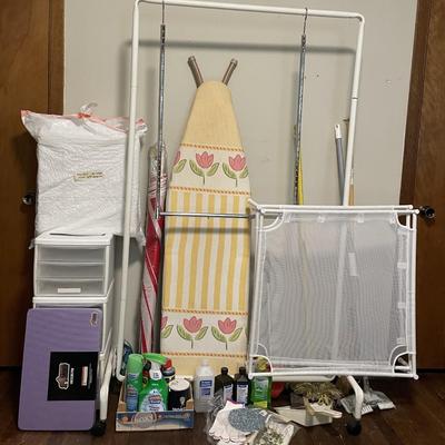 Sale Photo Thumbnail #102: Ironing board, cleaning supplies, toilet seat riser (in white bag), Kneeling pad, and more. Please see photos for more details.