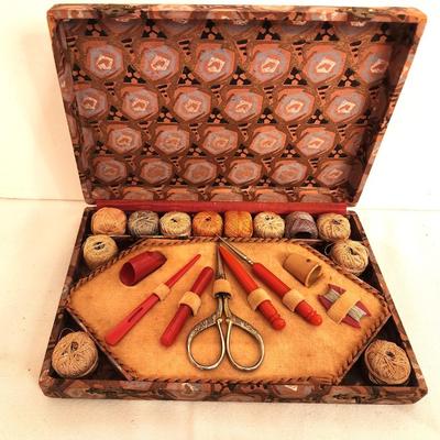 Lot #32 Boxed Antique Sewing Set/Kit - Complete