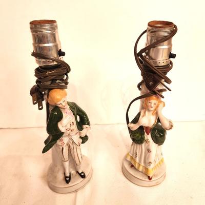 Lot #34 Pair of Vintage Boudoir Lamps - Court Figures - no Shades