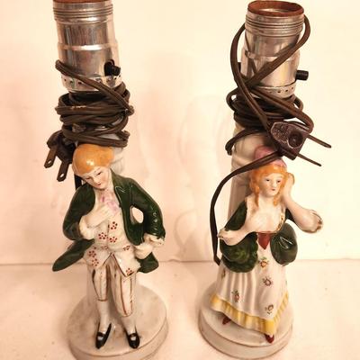 Lot #34 Pair of Vintage Boudoir Lamps - Court Figures - no Shades