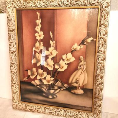 Lot #36 Lovely 1940's Art Print in Original Frame - signed "Loche".