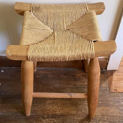 Sale Photo Thumbnail #158: Rush Rope Ottoman. Measures approx. 15" x 11.5" x 18" Please see photos for more details.