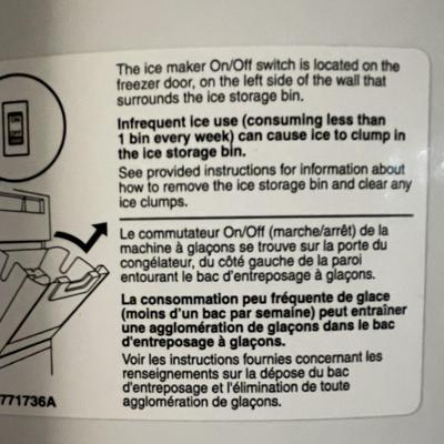 Sale Photo Thumbnail #235: The refrigerator features an indoor ice and water dispenser. The refrigerator has adjustible shelves, in door can caddies, and deli drawers and does work. Please see photos for more details.