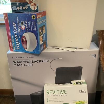 Sale Photo Thumbnail #276: Revitive Circulation Booster-New in Box, Sharper Image Warming Backrest Massager-New in Box, Walgreen's Warm Steam Vaporizer, and more. Please see photos for more details.