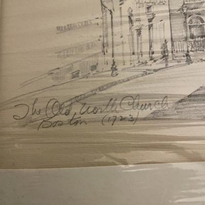 Sale Photo Thumbnail #325: The Church is a historical landmark built in 1723. This is a reprint produced in 1968 by CM Goff, a Massachusetts artist. Please see photos for more details.