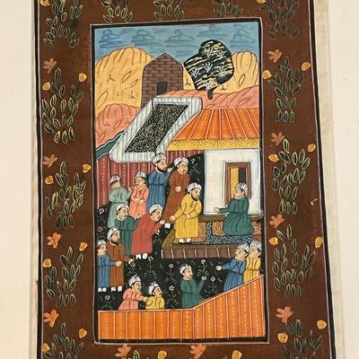 Sale Photo Thumbnail #327: This painting appears to have been painted on a piece of fabric-Measures approx. 8.75" x 13.25". Please see photos for more details.