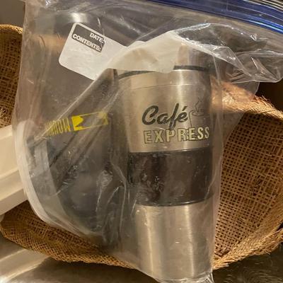 Sale Photo Thumbnail #342: Coffee Pot, Pans, VTG aluminum roasting pan, some Tupperware, waffle maker, wok, and much more. See Photos