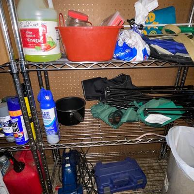Sale Photo Thumbnail #399: Christmas decor, Presto Pressure cooker, Various Wood and metal shelving units, and much much more. The tool chest you see in the picture DOES NOT go with the lot only the contents. You MUST take everything in the shed, we do not have a dumpster on site. 