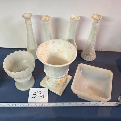 Milk Glass Vase Lot