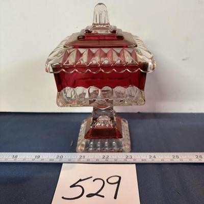 Square Pedestal Covered Candy Dish
