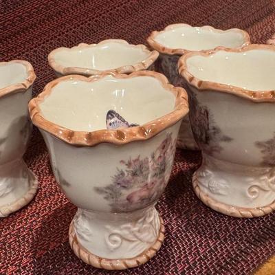 Cracker Barrel Easter/Spring Treasures Bunny Egg Cup. 2.5 x 2.25. Set of 6.