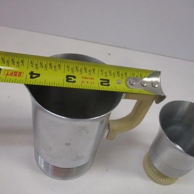 Vintage Art Deco Creamer & Cup Bakelite Handle Chrome Silver #4