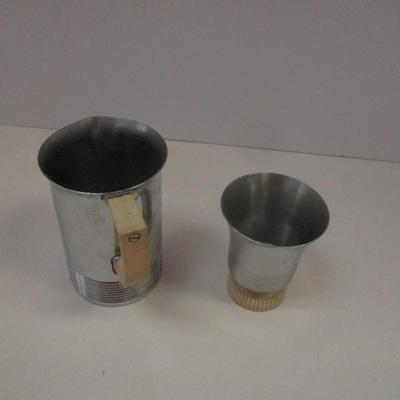 Vintage Art Deco Creamer & Cup Bakelite Handle Chrome Silver #4