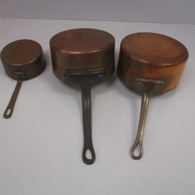 Vintage Copper Sauce Pans With Handles #1