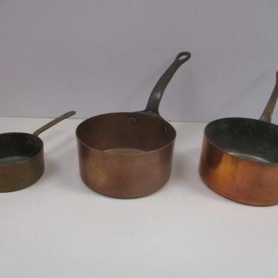Vintage Copper Sauce Pans With Handles #1