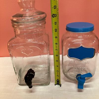 Sale Photo Thumbnail #367: Set of 2 glass drink dispensers with lids and working spouts