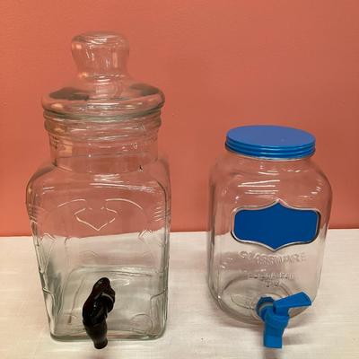 Sale Photo Thumbnail #366: Set of 2 glass drink dispensers with lids and working spouts