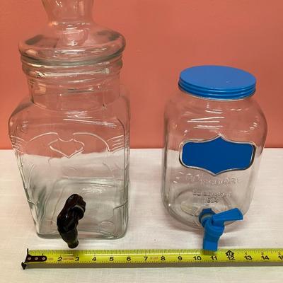 Sale Photo Thumbnail #368: Set of 2 glass drink dispensers with lids and working spouts