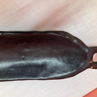 Sale Photo Thumbnail #386: Vintage hand carved black wood bread tray, 23" long