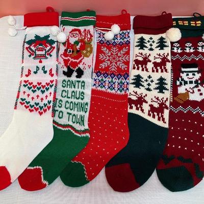 Sale Photo Thumbnail #459: Set of 5 vintage knit stockings