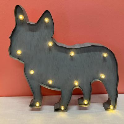 Sale Photo Thumbnail #462: battery operated standing Frenchie bulldog light up sign