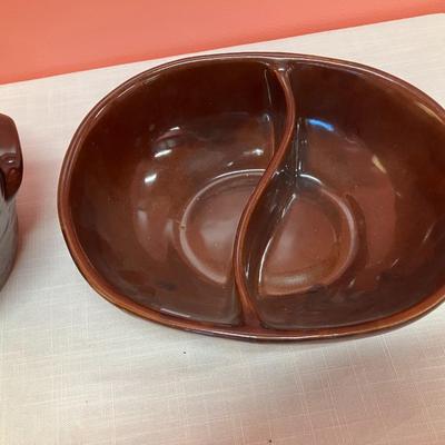 Sale Photo Thumbnail #465: Set of Marcrest lidded crock and divided ceramic plate
