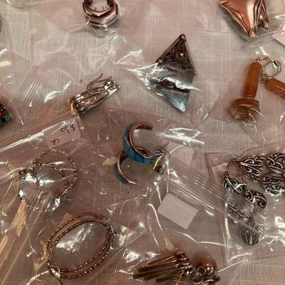 Sale Photo Thumbnail #476: All are stamped 925, most with stones, some solid sterling