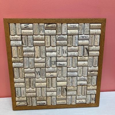 Sale Photo Thumbnail #478: 16" x 16" mounted/framed wine cork art