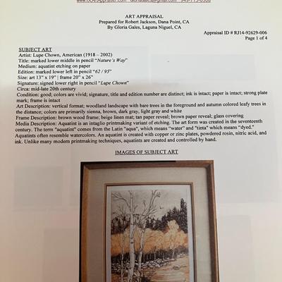 Sale Photo Thumbnail #486: Large 30" H x 24" W framed work. Appraisal papers included with purchase