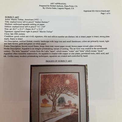 Sale Photo Thumbnail #495: Framed work 34" H x 27" W. Appraisal papers with purchase.