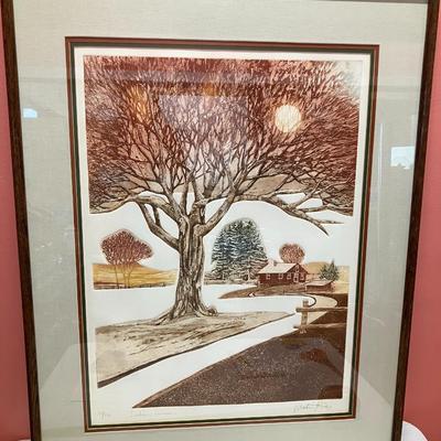 Sale Photo Thumbnail #491: Framed work 34" H x 27" W. Appraisal papers with purchase.