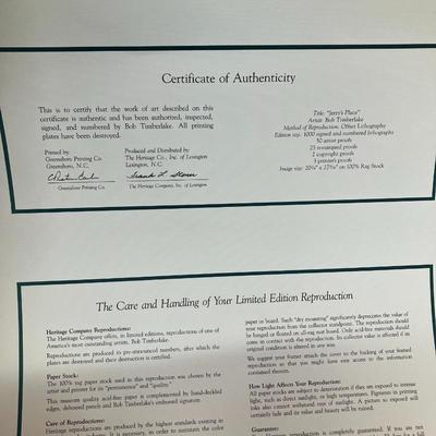 Sale Photo Thumbnail #501: Framed numbered artist's proof with authentication paperwork