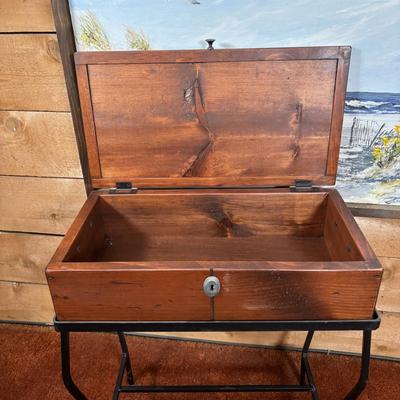 LOT 95: Home Decor Accent Table/Box and Signed Cosgrove 80' Seascape Painting on Canvas