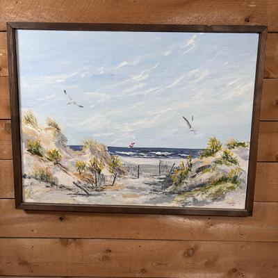 LOT 95: Home Decor Accent Table/Box and Signed Cosgrove 80' Seascape Painting on Canvas