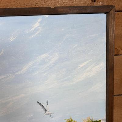 LOT 95: Home Decor Accent Table/Box and Signed Cosgrove 80' Seascape Painting on Canvas