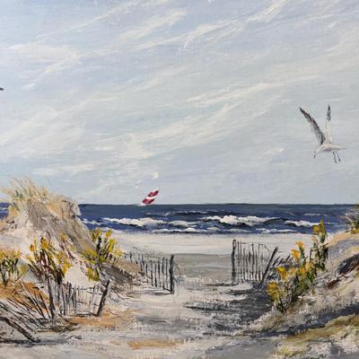LOT 95: Home Decor Accent Table/Box and Signed Cosgrove 80' Seascape Painting on Canvas