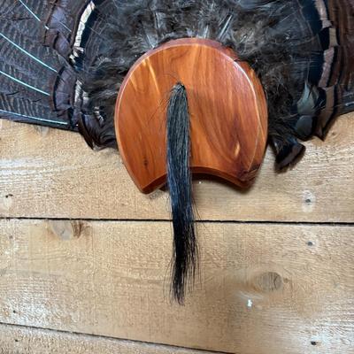 LOT 97: Wild Turkey Gobbler Tail Fan & Beard Mounted on Display Board