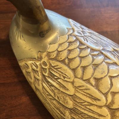 LOT 99: Brass Duck Candle Holder & Small Compass on Brass Disc
