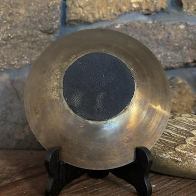 LOT 99: Brass Duck Candle Holder & Small Compass on Brass Disc